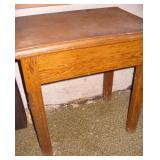 Small Vtg Wooden Table with Metal Tag #11811
