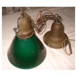 Vtg Green Glass Pendant Hanging Light