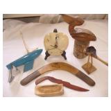 Vtg Australian Boomerang, Wood Pelican, Sailboat+