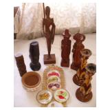 Foreign Wood Carvings, Phillipine Coasters & Bowl