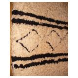 Vtg Latch Hook Rug- Tan with Black