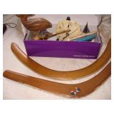 Vtg Boomerangs, Wood Pelican, Sailboat+