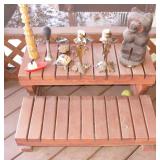Patio Step, Vtg Candle Sticks, Wood Bear, Horn