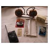 Vtg Copper Barometer, Clocks, Radio, Cards