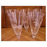 5 Etched Duck Glass Stemware