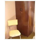 Vtg Chrome Kitchen Chair & Metal Wardrobe
