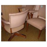 3 Retro Studded Tan Chairs-One Rolls