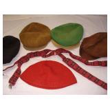Vtg Berets with Handmade Bills, Suspenders +