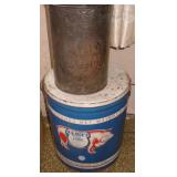 Vtg RB Rice Pure Lard Tin & Embossed Garbage Can