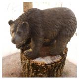 Black Bear Yard Art on Stump