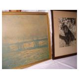Vtg Claude Monet Print & Spaniel Dog Photo