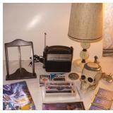 Vtg Lamp,Reading Stand, WI Flag, Skull Mug
