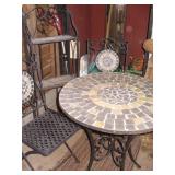 Mosaic Metal Table, Shelf & 2 Chair Set