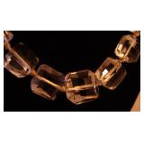 Vtg Cut Glass Bead necklace & Ear- Hand Knotted