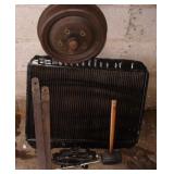 Old Radiator, Wheel, Floor Jack, Rubber Mallet+