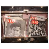 Vtg Black Metal Trunk & 1940