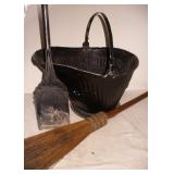 Vtg Coal Skuttle, Shovel & Round Broom