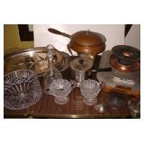Crystal Set, Copper Chafing, Decanter, Steak Plats
