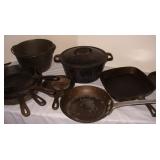 Cast Iron Skillets, Pots & Kettle