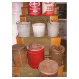Vtg Large Kraft, Krey Tins, Gas Can & Pails