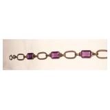 Vtg Sterling & Amethyst (Genuine?) Bracelet
