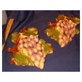 2 Vtg Wall Decor Chalkware Grapes