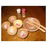Mini Vtg Wooden Salad Bowl Set