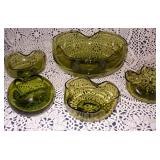 Retro Green Glass Bowl Set