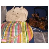 Silver Metal Clutch, Leapord, Cream Purses