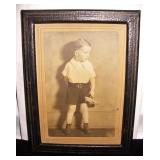 Antique Photo- Boy Holding Toy Airplane