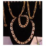 3 Vtg Goltone Corolite Neck, Charm Brac, 1965 Belt