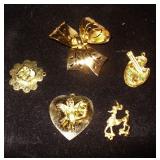 4 Goldtone Pendants/ Genuine Stones? & Coro Pin