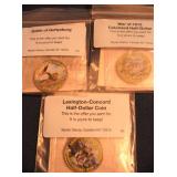 3 Painted 1/2 $- Lexington, Gettysburg, 1812 War
