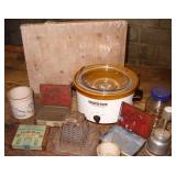 Butcheblock Cutting board, Crocks, Tins +