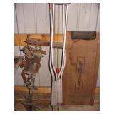 Old Outboard Motor, Creeper & Crutches