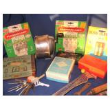 Vtg Cig Tin, sparklers, Boston Sharpener, VW Key+
