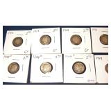 8 Silver Dimes- Liberty, Barber & Mercury