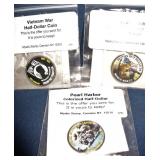 3 Painted 1/2 Dollar Coins