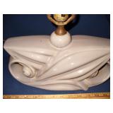 Vtg Art Deco Gray Ceramic Table Lamp