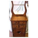 Wooden Wash Stand with Towel Bar & Drawers