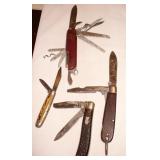 4 Vtg Pocket Knives & Swiss Style Knife