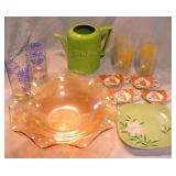 Veteran Glasses, Vtg Glass bowl & Teabag Coasters+