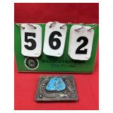 Vintage Navajo Turquoise & Sterling Belt Buckle