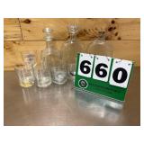 Large Decanters With Corvette Drinking glasses