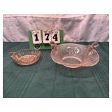 2 Vintage Pink Glass Pieces- Fenton