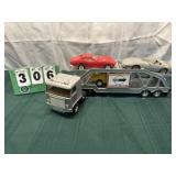 ERTL Corvette Semi Truck Trailer +3 Cars