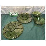 Green Glass Serving Dishes