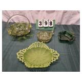 Green Candy Dish Lot