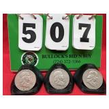 (3) Franklin Silver Half Dollars