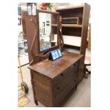 Victorian Oak Dresser With Mirror